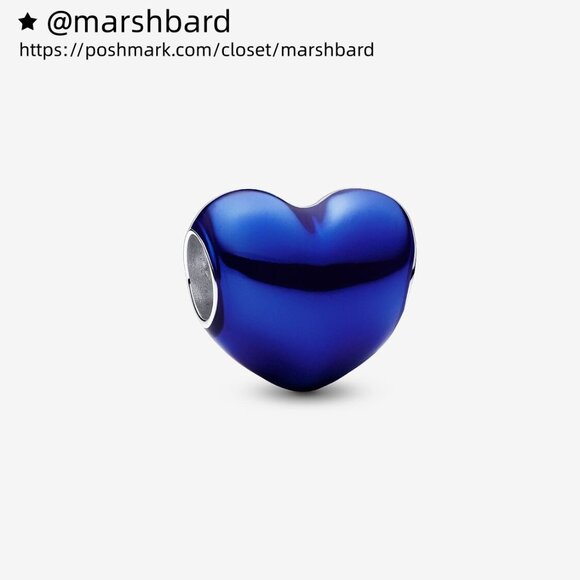 Pandora Metallic Blue Heart Charm - Picture 1 of 6